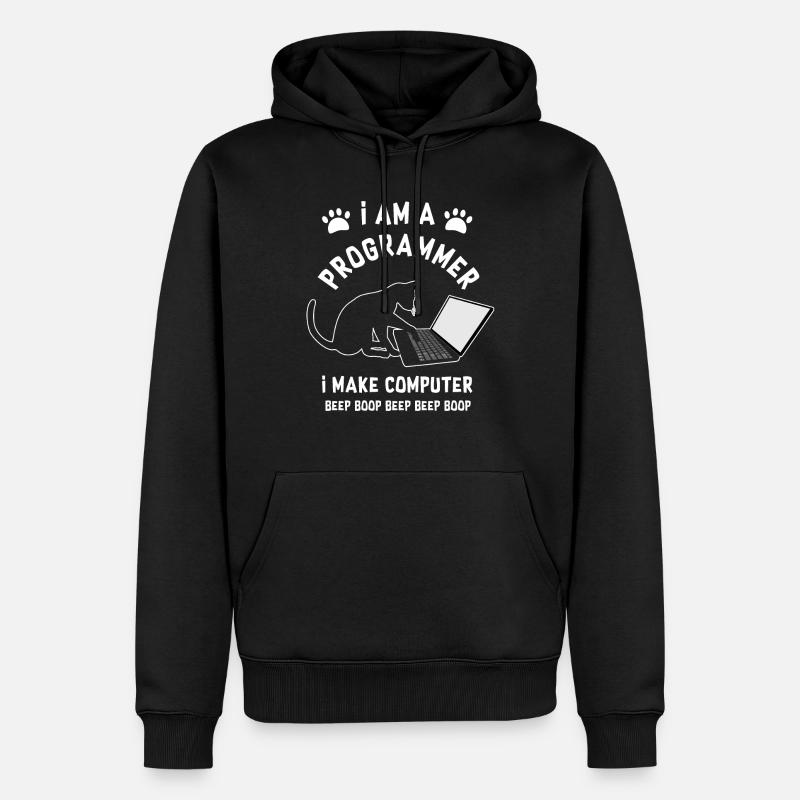 Programmer Cat Programmierer Computer Katze - Männer Premium Bio Hoodie - Schwarz