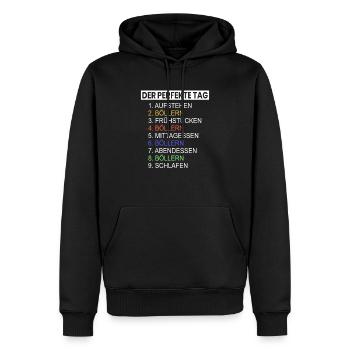 Der perfekte Tag Böllern Essen Schlafen Feuerwerk - Männer Premium Bio Hoodie - Schwarz - Vorne - Nico (187cm)