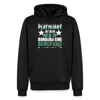 platzwart berufung - Männer Premium Bio Hoodie - Schwarz - Vorne - Nico (187cm)