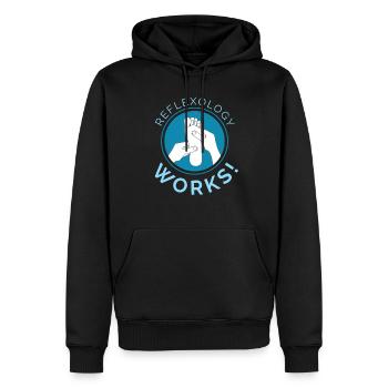 Reflexzonenmassage funktioniert! - Männer Premium Bio Hoodie - Schwarz - Vorne - Nico (187cm)