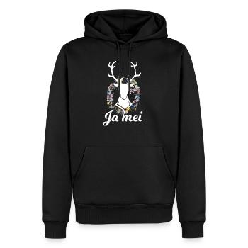 Bayer Bayern bayrisch Ja Mei Hirsch - Männer Premium Bio Hoodie - Schwarz - Vorne - Nico (187cm)