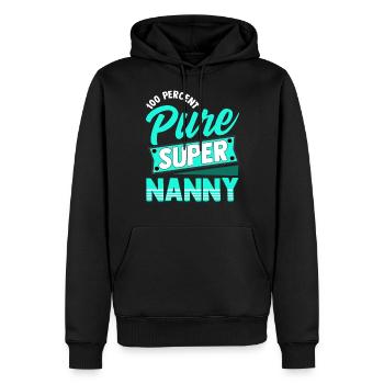 100% Super Super Nanny - Sweat à capuche Premium bio Homme - noir - Devant - Nico (187cm)