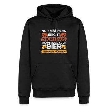 Maurer Bier Spruch Baustelle Bauarbeiter Geschenk - Männer Premium Bio Hoodie - Schwarz - Vorne - Nico (187cm)