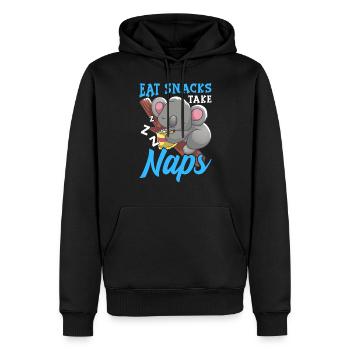 Eat Snacks Take Naps - Men’s Premium Organic Hoodie - black - Front - Nico (187cm)