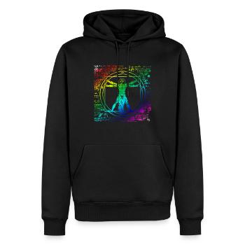 Gay Pride Leonardo Da Vinci Vitruvian Rainbow - Sweat à capuche Premium bio Homme - noir - Devant - Nico (187cm)