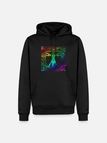 Orgullo Gay Leonardo Da Vinci Vitruvian Rainbow - Sudadera con capucha prémium ecológica para hombre - negro