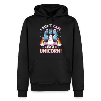 Je m’en fous je suis une licorne - Sweat à capuche Premium bio Homme - noir - Devant - Nico (187cm)