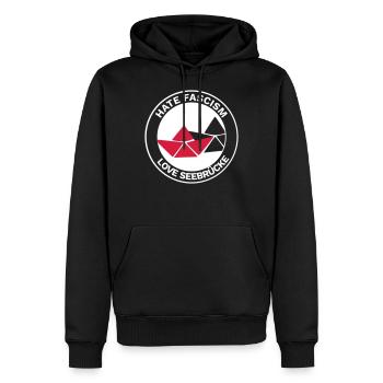 Fascisme haineux - Love Pier (sur fond noir) - Sweat à capuche Premium bio Homme - noir - Devant - Nico (187cm)