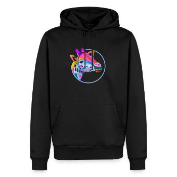 Girafe amour motif tache costume vintage rétro - Sweat à capuche Premium bio Homme - noir - Devant - Nico (187cm)