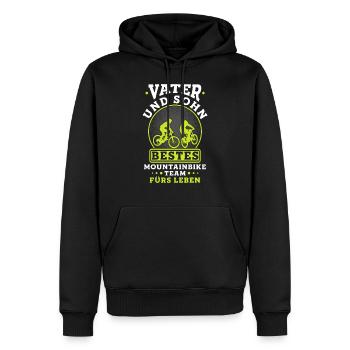 Vater und Sohn bestes Mountainbike Team fürs Leben - Männer Premium Bio Hoodie - Schwarz - Vorne - Nico (187cm)