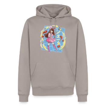 Mon journal - Sweat à capuche Premium bio Homme - taupe - Devant - Nico (187cm)