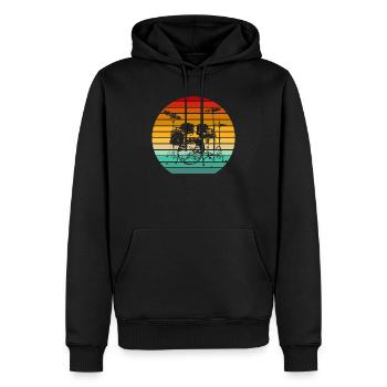 Vintage batteur batterie batteur musicien - Sweat à capuche Premium bio Homme - noir - Devant - Nico (187cm)