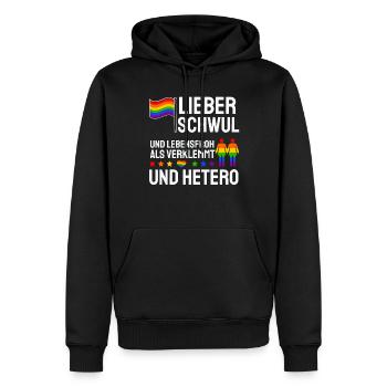 Lieber Schwul Und Lebensfroh Als Verklemmt Hetero - Männer Premium Bio Hoodie - Schwarz - Vorne - Nico (187cm)