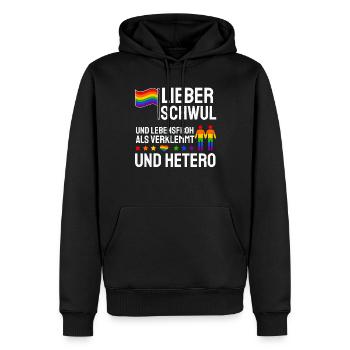 Lieber Schwul Und Lebensfroh Als Verklemmt Hetero - Männer Premium Bio Hoodie - Schwarz - Vorne - Nico (187cm)