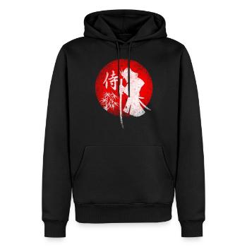Samurai vor Roter Sonne mit Bambus - Männer Premium Bio Hoodie - Schwarz - Vorne - Nico (187cm)
