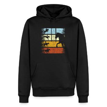 Retro Vintage Pferde Reiter Reitsport Pferd - Männer Premium Bio Hoodie - Schwarz - Vorne - Nico (187cm)