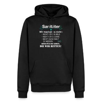 Sanitäter - Wir Machen Es Für Das Leben - Männer Premium Bio Hoodie - Schwarz - Vorne - Nico (187cm)