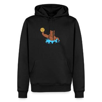 Bär Wasserball Geschenk I Braunbär Wasserballer - Männer Premium Bio Hoodie - Schwarz - Vorne - Nico (187cm)