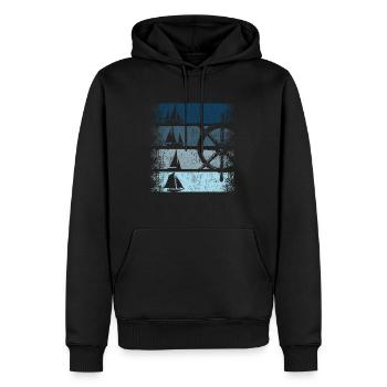 Rétro vintage voilier voilier voilier marin - Sweat à capuche Premium bio Homme - noir - Devant - Nico (187cm)