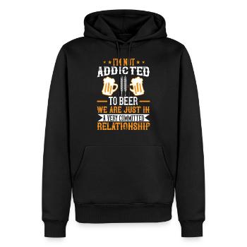 I'm not addicted to beer - Humor Pub - Men’s Premium Organic Hoodie - black - Front - Nico (187cm)