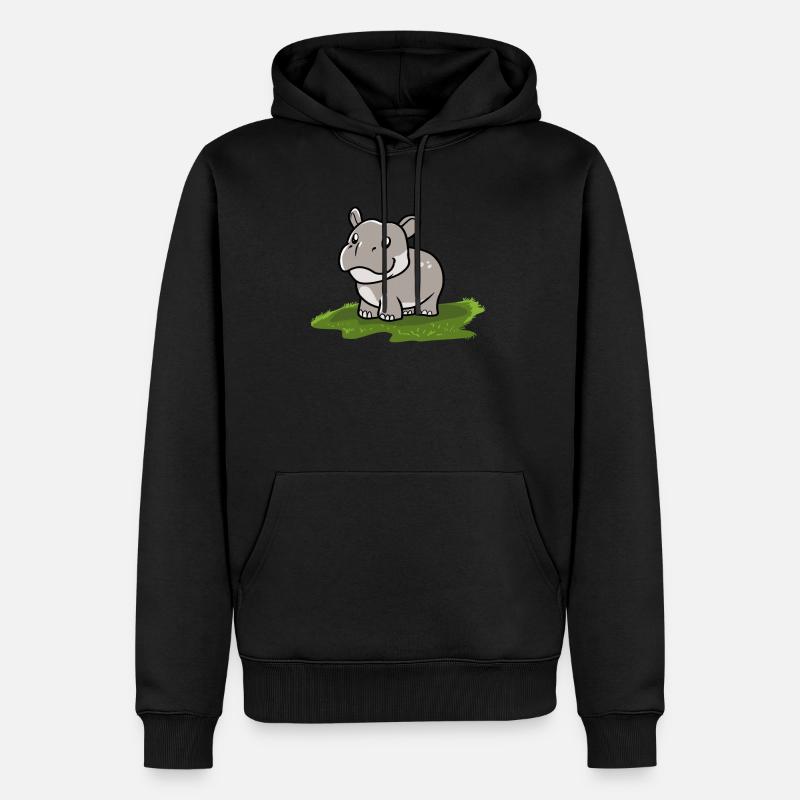 Flusspferd Nilpferd - Männer Premium Bio Hoodie - Schwarz