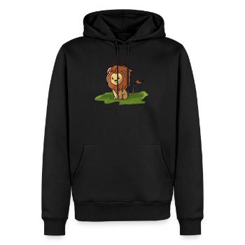 Lion - Sweat à capuche Premium bio Homme - noir - Devant - Nico (187cm)