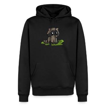 Raton laveur - Sweat à capuche Premium bio Homme - noir - Devant - Nico (187cm)