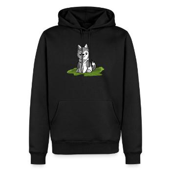 Wolf - Sweat à capuche Premium bio Homme - noir - Devant - Nico (187cm)