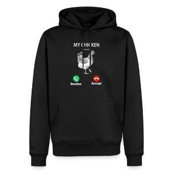 Mon poulet appelle mon poulet appelle un producteur de poulet - Sweat à capuche Premium bio Homme - noir - Devant - Nico (187cm)