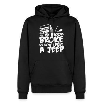 My broom broke so now i drive a jeep - Sweat à capuche Premium bio Homme - noir - Devant - Nico (187cm)