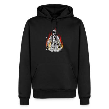 Firefighter Fireman Flames Fire Thin Red Line - Men’s Premium Organic Hoodie - black - Front - Nico (187cm)
