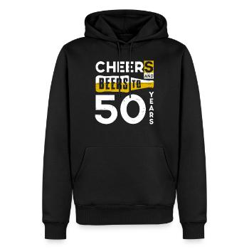 Cheers And Beer To 50 Years Shirt Funny Drinking - Men’s Premium Organic Hoodie - black - Front - Nico (187cm)