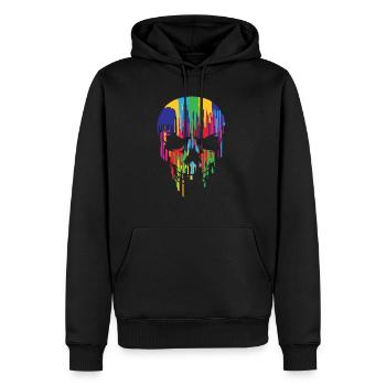 Farben schmelzender Totenkopf Skull Schädel - Männer Premium Bio Hoodie - Schwarz - Vorne - Nico (187cm)