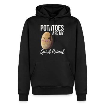 Les pommes de terre sont mon animal spirituel - Sweat à capuche Premium bio Homme - noir - Devant - Nico (187cm)