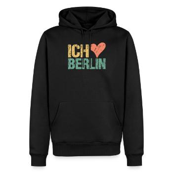 Ich liebe Berlin Vintage - Männer Premium Bio Hoodie - Schwarz - Vorne - Nico (187cm)