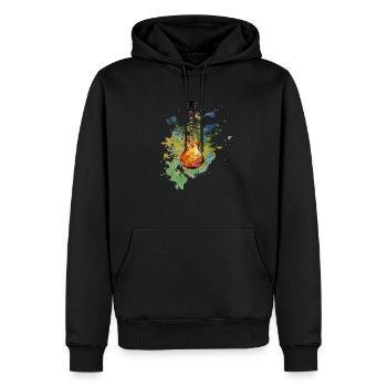 Guitariste guitare électrique - Sweat à capuche Premium bio Homme - noir - Devant - Nico (187cm)