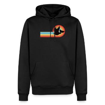 Pélican volant dans l'arc en ciel - Sweat à capuche Premium bio Homme - noir - Devant - Nico (187cm)