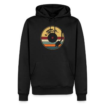 Retro Vinyl Schallplatte - Männer Premium Bio Hoodie - Schwarz - Vorne - Nico (187cm)