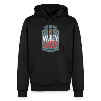 La musculation - Sweat à capuche Premium bio Homme - noir - Devant - Nico (187cm)