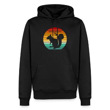 Oachkatzlschwoaf Eichhörnchen vintage Dialekt - Männer Premium Bio Hoodie - Schwarz - Vorne - Nico (187cm)