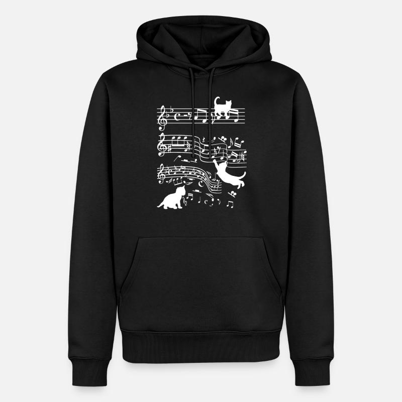 Cadeau drôle de clé de musicien de chats - Sweat à capuche Premium bio Homme - noir