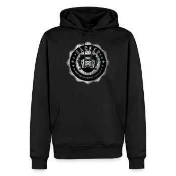 Bäcker, Bäckerei, Handwerk, Zunftwappen - Männer Premium Bio Hoodie - Schwarz - Vorne - Nico (187cm)