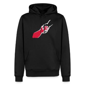 solidarity3 - Männer Premium Bio Hoodie - Schwarz - Vorne - Nico (187cm)