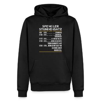 Spengler Stundensatz Zimmerer Klempner Blechner - Männer Premium Bio Hoodie - Schwarz - Vorne - Nico (187cm)