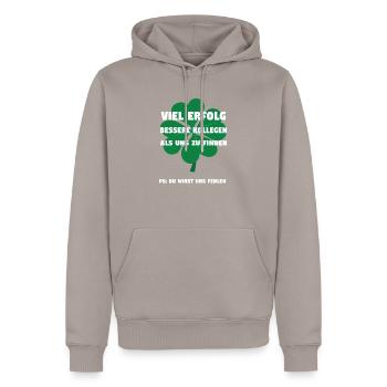 Abschiedsgeschenk Arbeitskollegin Arbeitskollege - Männer Premium Bio Hoodie - Taupe - Vorne - Nico (187cm)