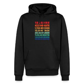 18. Geburtstag Geschenk lustig - endlich erwachsen - Männer Premium Bio Hoodie - Schwarz - Vorne - Nico (187cm)