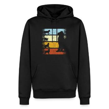 Chat vintage chats rétro chat chat propriétaires - Sweat à capuche Premium bio Homme - noir - Devant - Nico (187cm)