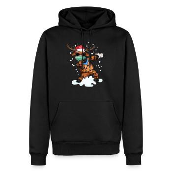 Dabbing Rentier Weihnachten 2020 Maske Geschenk - Männer Premium Bio Hoodie - Schwarz - Vorne - Nico (187cm)