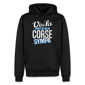 Corse - Sweat à capuche Premium bio Homme - noir - Devant - Nico (187cm)