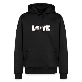 Livre, livres, amour des livres - Sweat à capuche Premium bio Homme - noir - Devant - Nico (187cm)